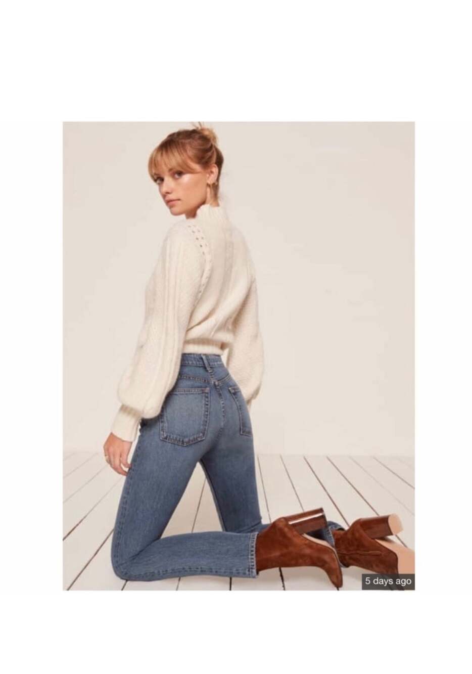 Reformation Winona Mid Rise Button Fly Straight Leg Jeans in Baltic Wash - Picture 2 of 6